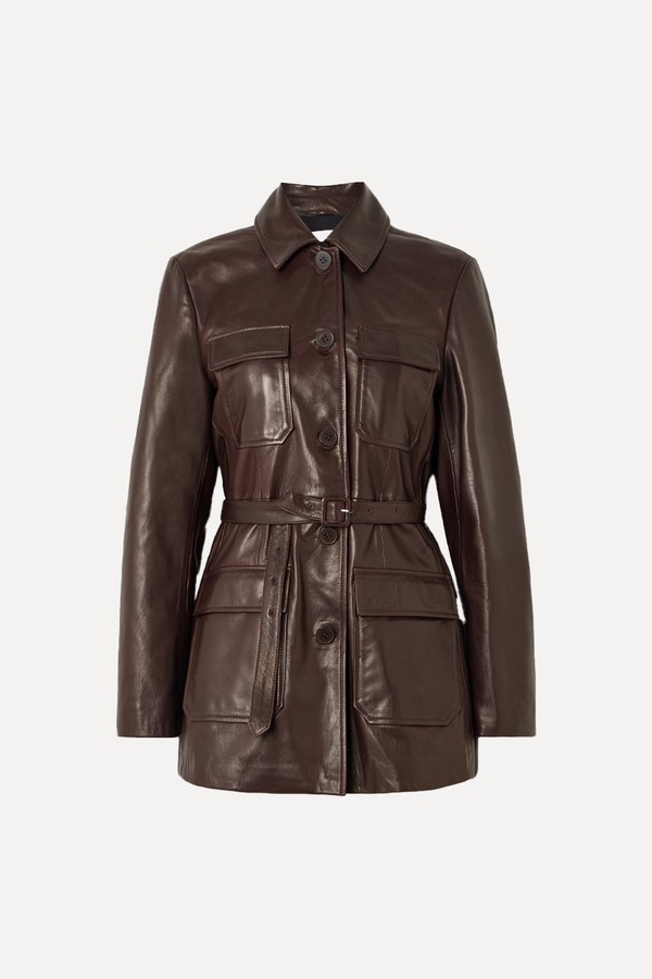Ramona Belted Paneled Leather Jacket