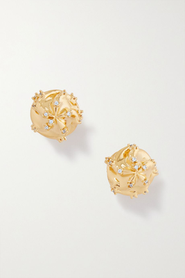 Fern Gold-Tone & Silver Cubic Zirconia Earrings from Bottega Veneta