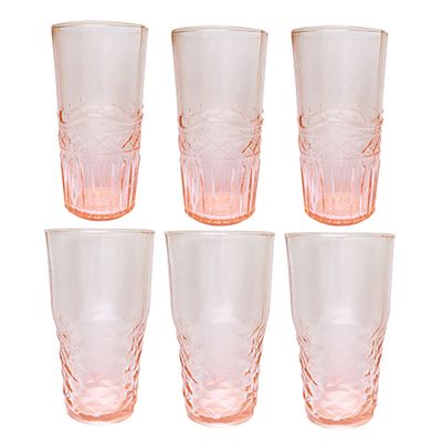Freya Water Glasses Assorted Set Of 6 Pink from Dassie Artisan