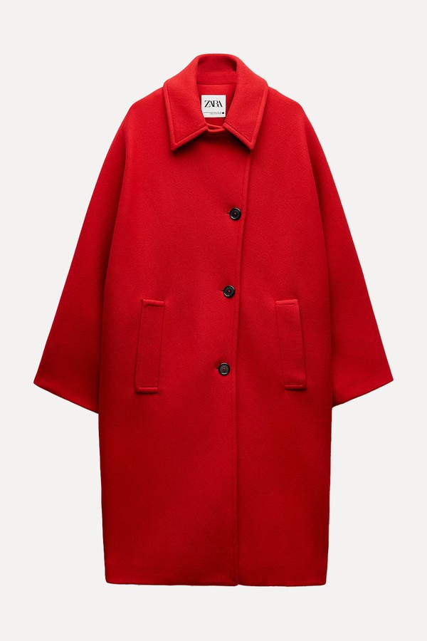 Wool Blend Oversized Coat from Zara