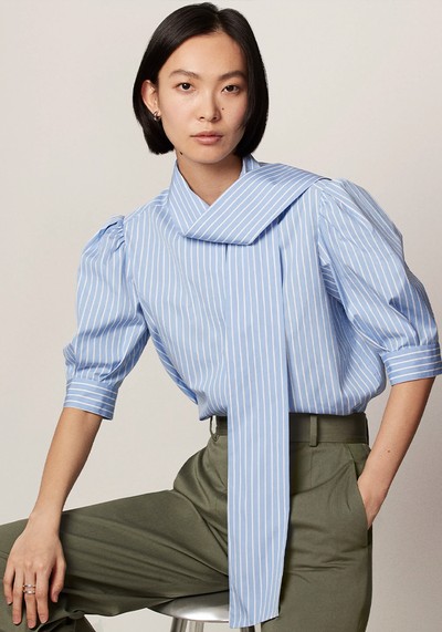 Short Sleeve Exaggerated Bow Blouse