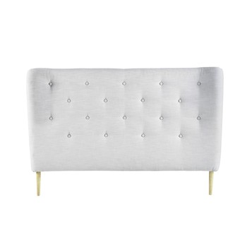 Fabric Vintage Button Headboard In Grey