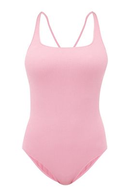 Crossover-Back Ribbed-Jersey Swimsuit from Ganni