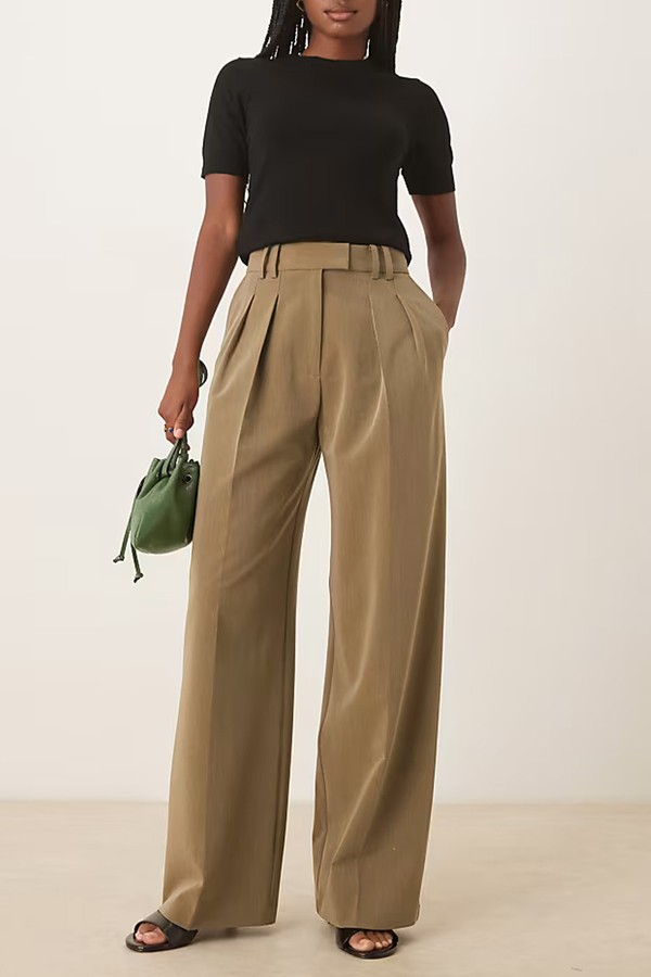 Tailored Wide Leg Trousers With Pleat Detail from ASOS Design