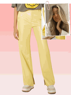 Tailored Straight Fit Faux Leather Trousers With Vents, £29.99 | Bershka