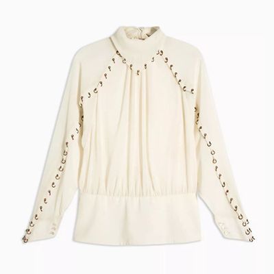 Eyelet Long Sleeve Blouse