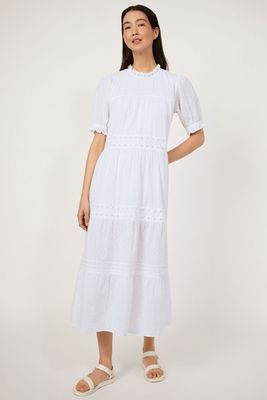 Embroidered Tiered Midi Dress from Warehouse