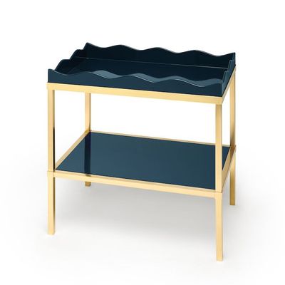 Belles Rives Bar Table Brass Base In Marine Blue from The Lacquer Company