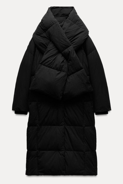 Water-Repellent Scarf Down Puffer Jacket