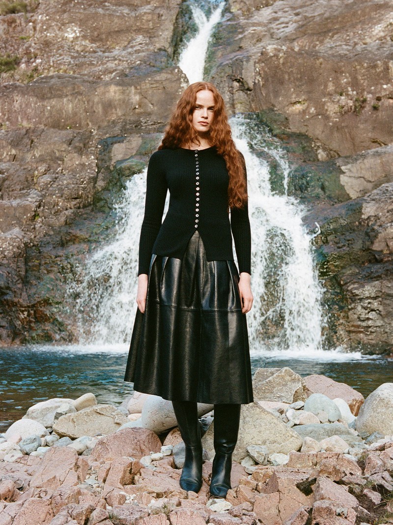 Leather Textured Midi Skirt