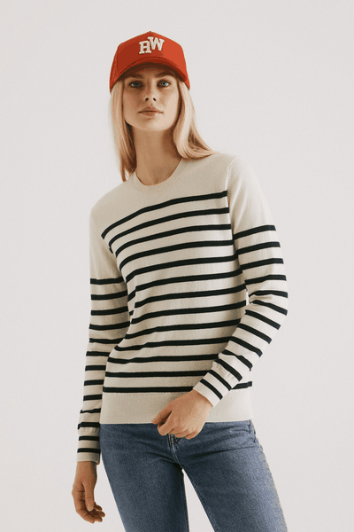 Cashmere Mix Stripe Crew Neck Jumper 