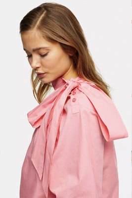 Pink Poplin Pussybow Blouse from Topshop 