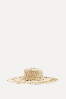 Beige Woven Straw Seashell Hat  from River Island