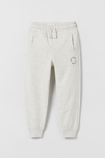 Basic Plush Trousers With Slogan Print 