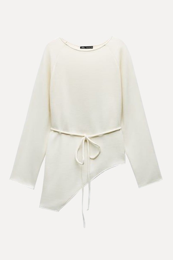 Asymmetric Sweater With Belt from Zara