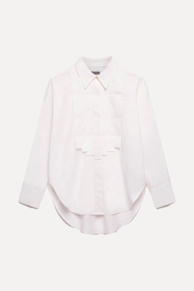 Pleated Bib Detail Cotton Shirt from Mint Velvet