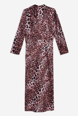 Leopard Bias Pussybow Dress from Topshop