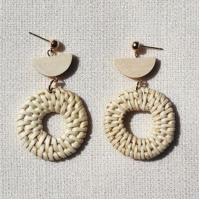 Weave Wooden Drop Earrings from MeiMiStudio 