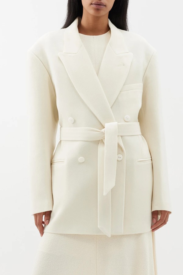 Exaggerated-Shoulder Wool-Blend Twill Tux Blazer from Raey