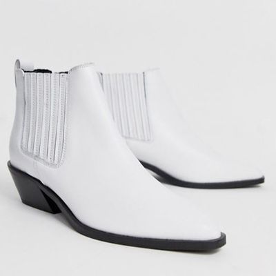 Adelaide Leather Western Chelsea Boots In White from Asos Design
