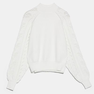 Sweater With Open Knit Sleeves from Zara
