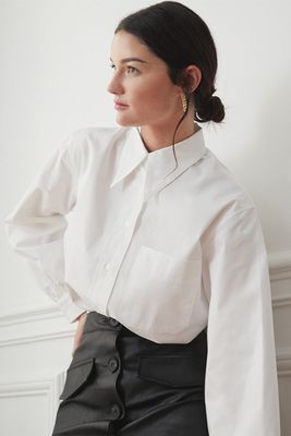 Andrea Pointed Collar White Shirt