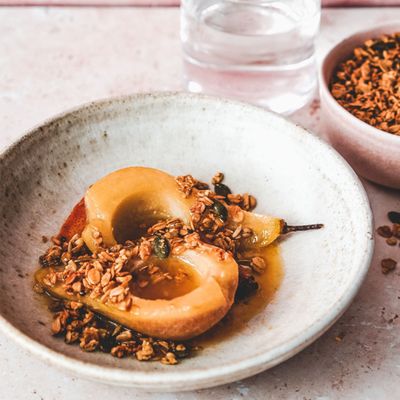 Maple Baked Pears With Granola Crumb