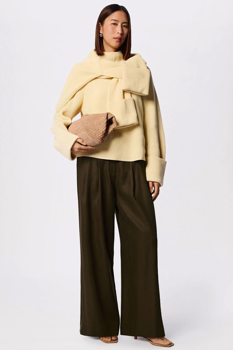  Wide Leg Hopsack Trousers