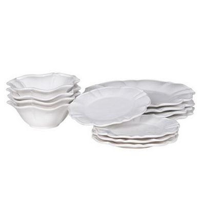 12 Piece White Scalloped Dinner Service from CH Collection