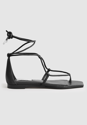 Kali Flat Leather Strappy Wrap Sandals