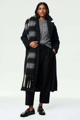 Belted Relaxed Coat With Wool