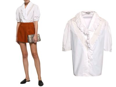 Broderie Anglaise-Trimmed Cotton-Poplin Shirt from Sandro