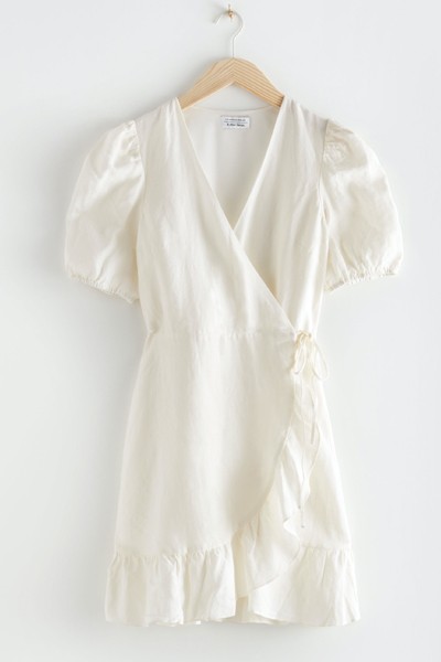 Puff Sleeve Linen Wrap Mini Dress from & Other Stories