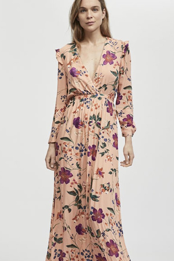 Long Dress With Botanical Floral Print