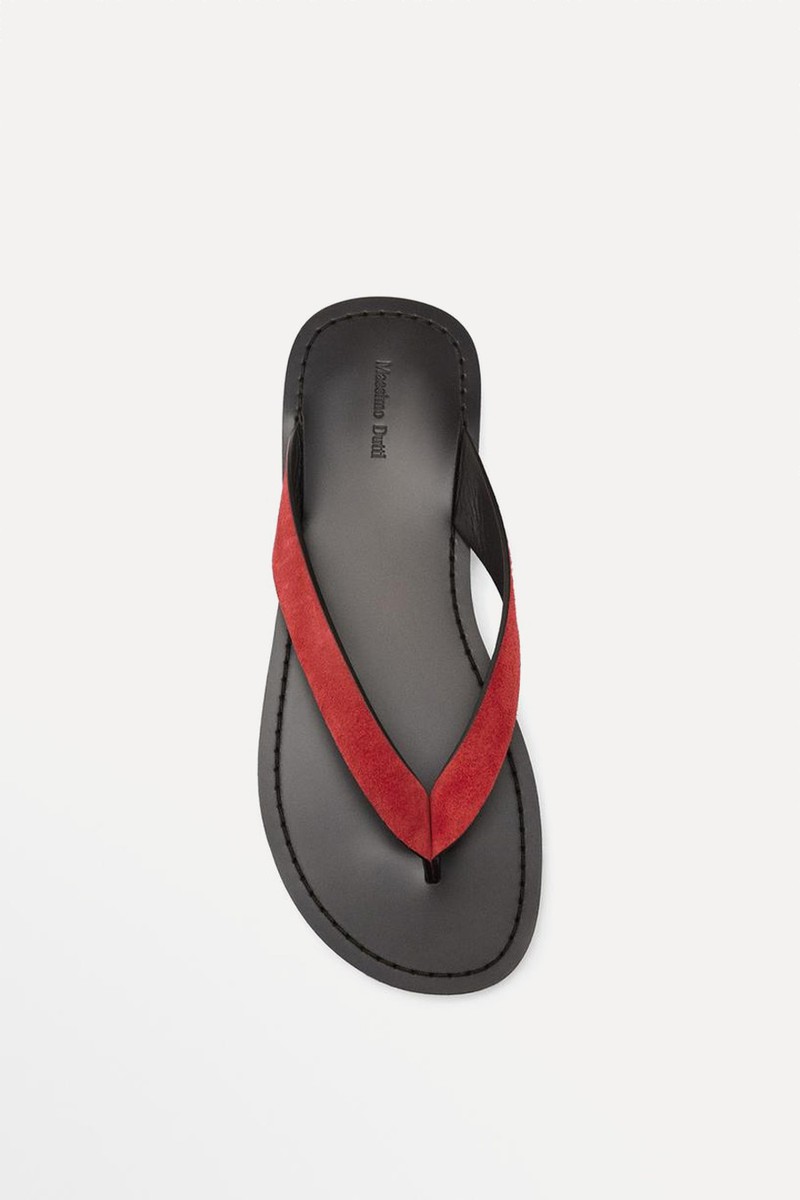 Split Suede Sandals With Toe Divider from Massimo Dutti