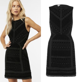 Visha Lace Velvet Shift Dress