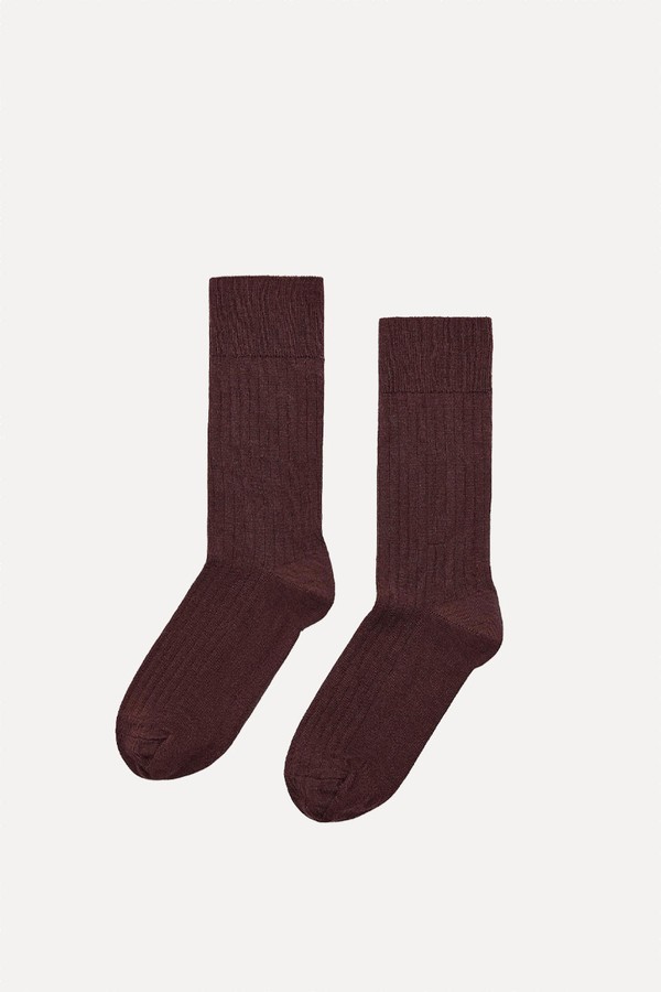 Wool Blend Rib Socks from Zara