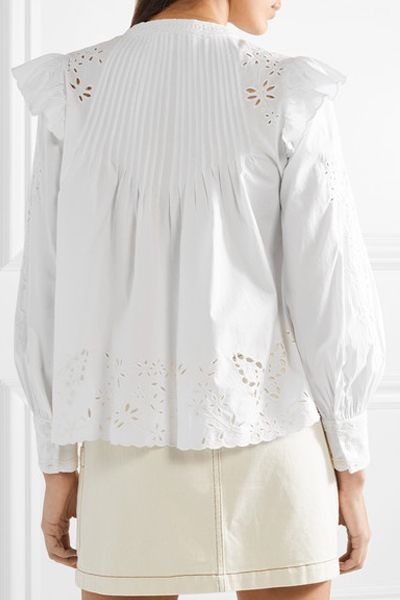 Butterfly Pleated Broderie Anglaise Cotton Blouse from SEA