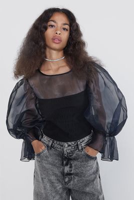 Top With Organza Sleeves from Zara