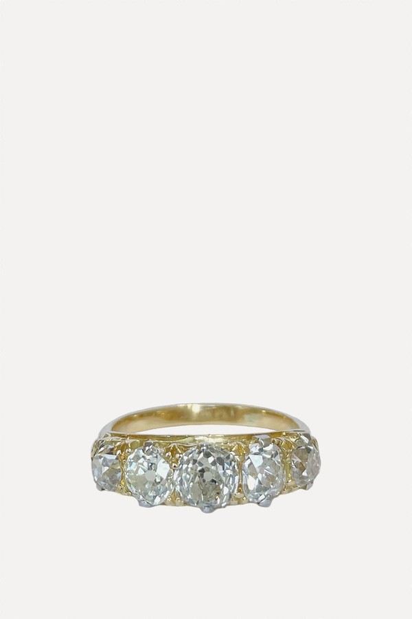 Antique Old Cushion Cut Diamond Five Stone Ring