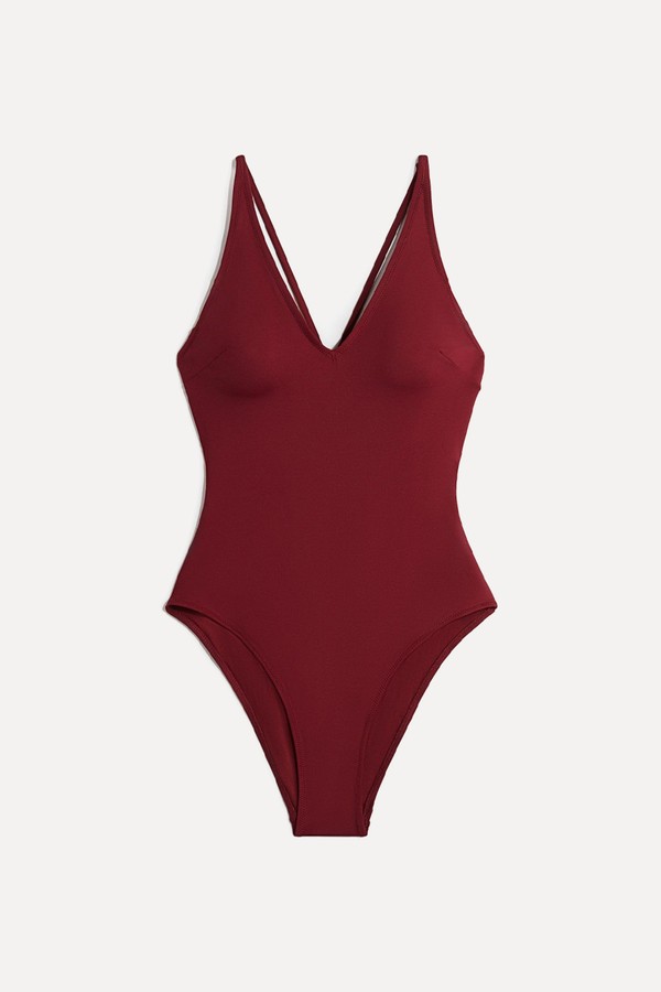 Padded-Cup Open-Back Swimsuit