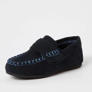 Navy Suedette Velcro Loafer