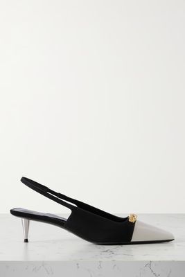Louisa Embellished Leather-Trimmed Suede Slingback Pumps from Gucci