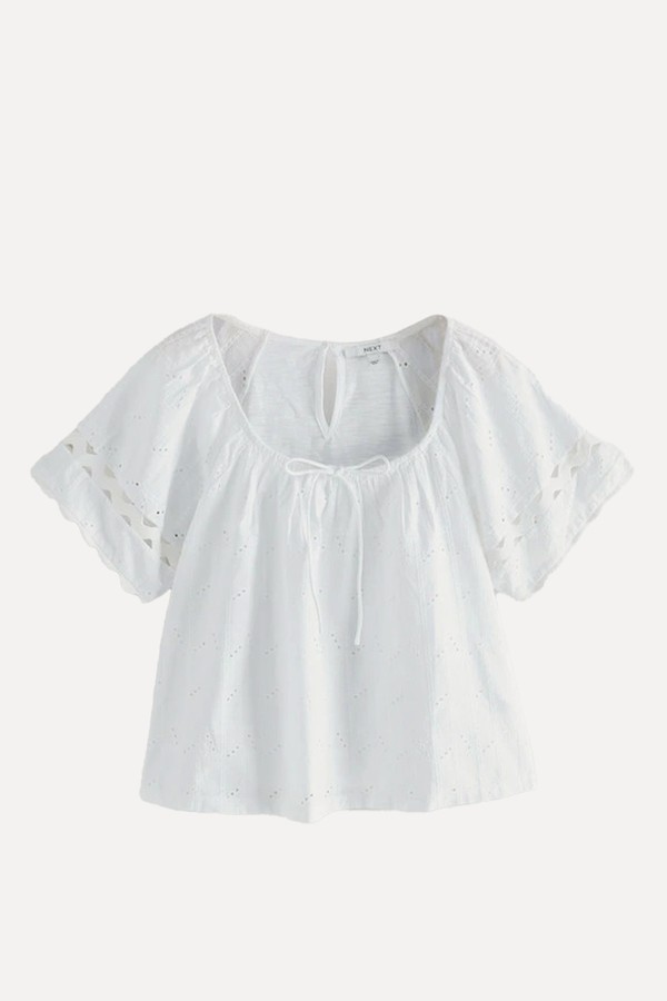 Broderie Boho Short Sleeve Ric Rac Top from Next