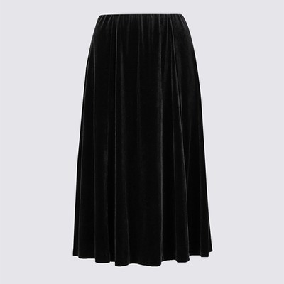 Velvet A-Line Midi Skirt