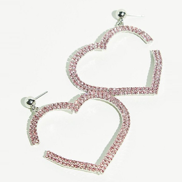 Rhinestone Heart Hoop Earrings from Free People