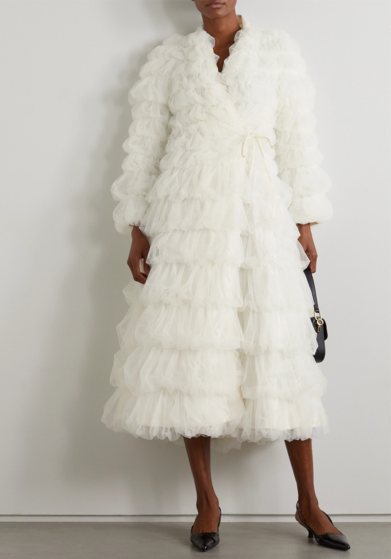 Otto Ruffled Tulle Wrap Coat