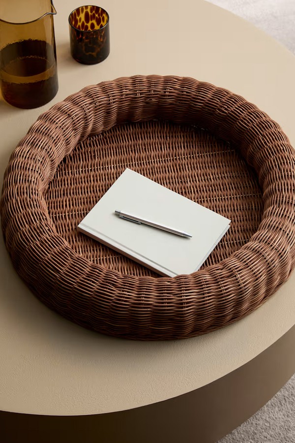 Rattan Large Round Coffee Table Tray