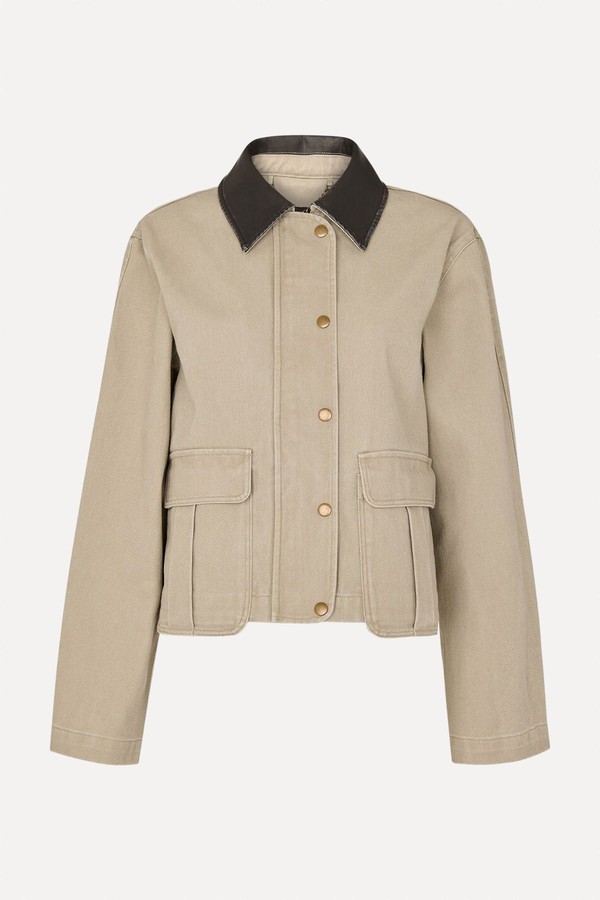 Casual Contrast Collar Jacket