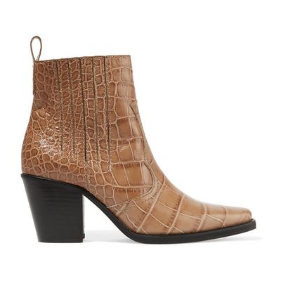 Callie Croc-Effect Leather Ankle Boots from Ganni